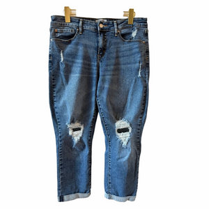 Levi’s Denizen Mid Rise Boyfriend Jeans Size 12 W31 Distressed Torn Cuffed